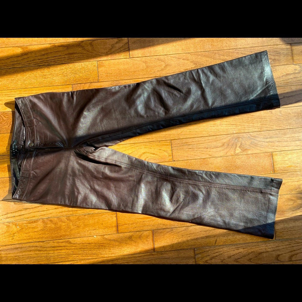 Theory Brown Leather Pants (size 6)
